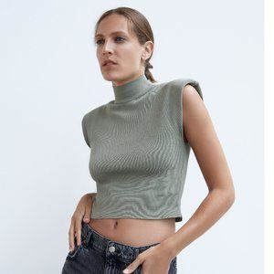 Zara Mock Neck Crop Top Size XS